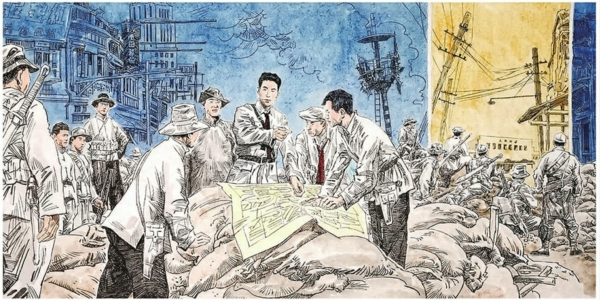 国画《上海工人第三次武装起义》