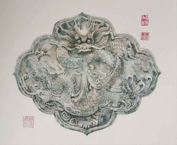 ■ 高金虎 彩墨《砖雕龙》