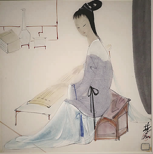 弹琴仕女