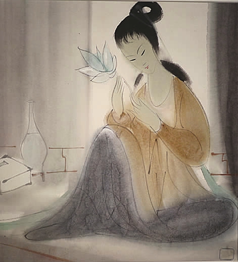 莲花仕女