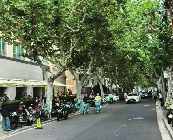 整治前:安福路周边非机动车挤占人行道